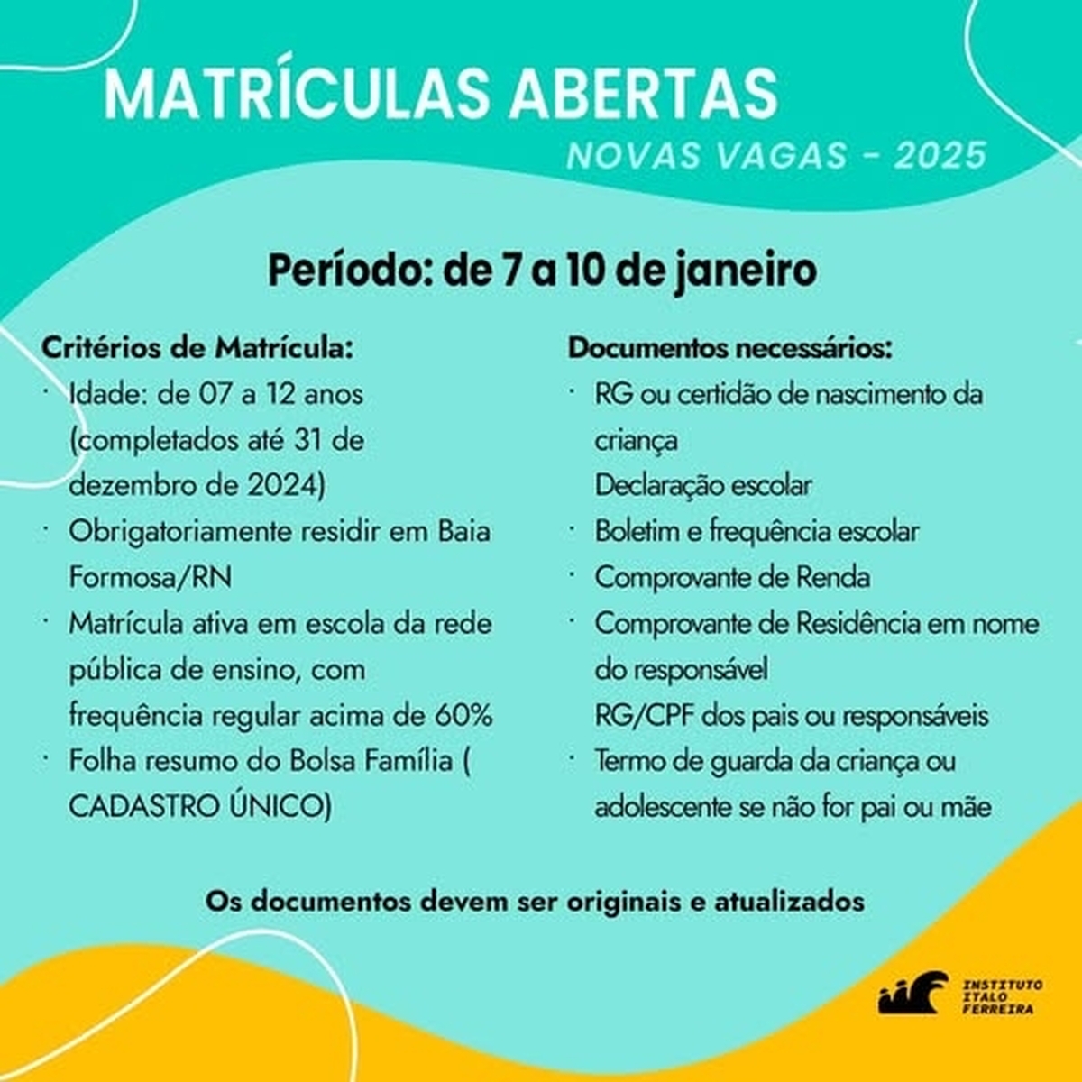 Quer que seu filho (a) faça parte do Instituto Italo Ferreira?